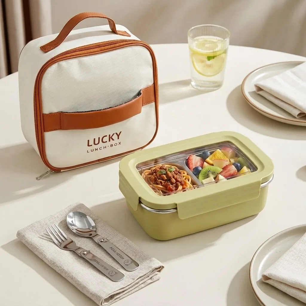 Lonchera Bento de acero inoxidable 304 para niños y estudiantes, compartimento simple/doble, contenedor de alimentos portátil sellado, apto para microondas