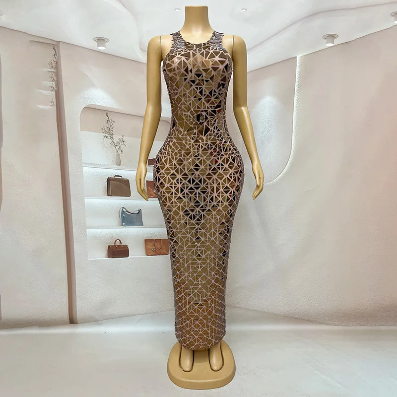 

Luxury Sequined Costumes Nightclub Bar Elegant Temperament Dress Music Festival Hosting Banquet Party Vestido Piedras Brillantes