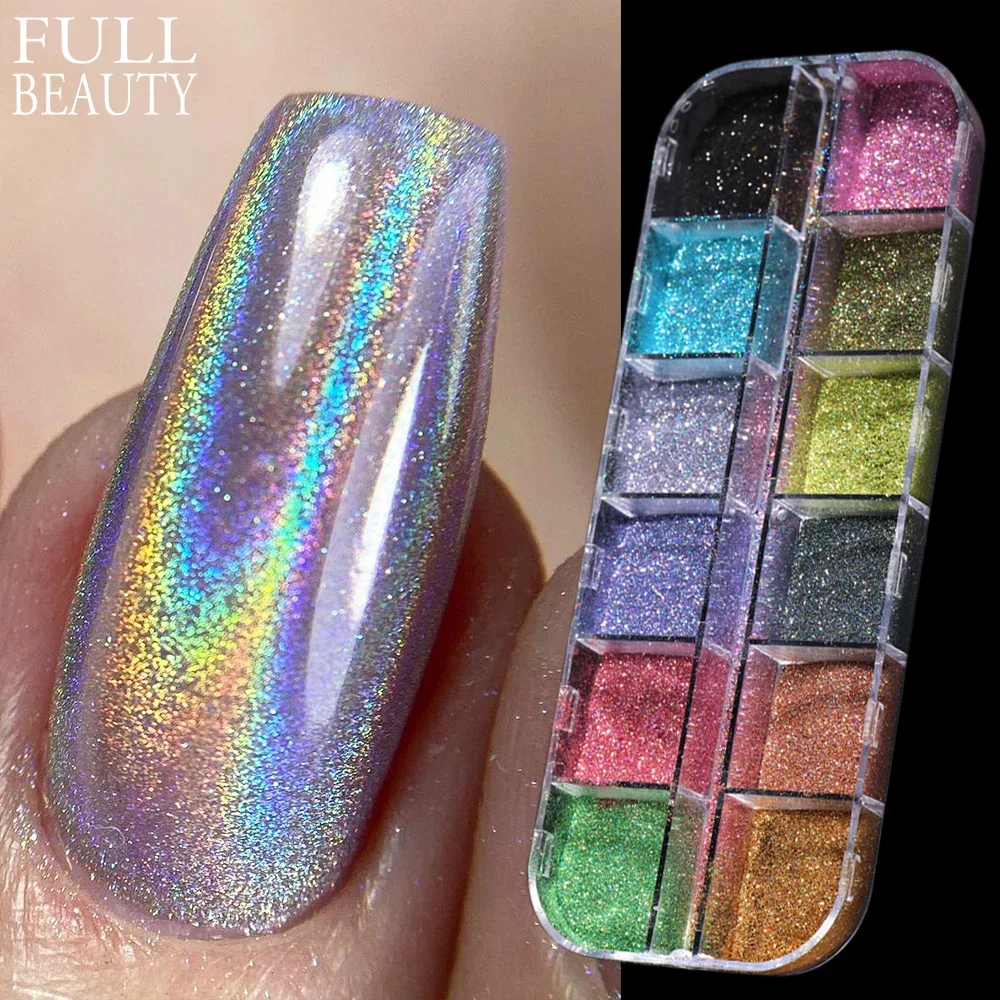 Zestaw pudrów holograficznych Holo Silver Rub Dust Black Pink Chrome Nail Glitter Powder Laser Pigment do paznokci DIY Manicure CHI--1