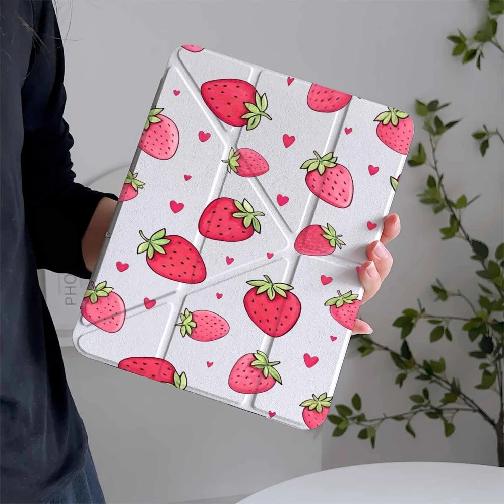 Strawberry Red Heart For Samsung Galaxy Tab A8 A9 A11 S6 S7 S8 S9 S10 FE Plus Lite Protective With Pen Slot Tablet Case