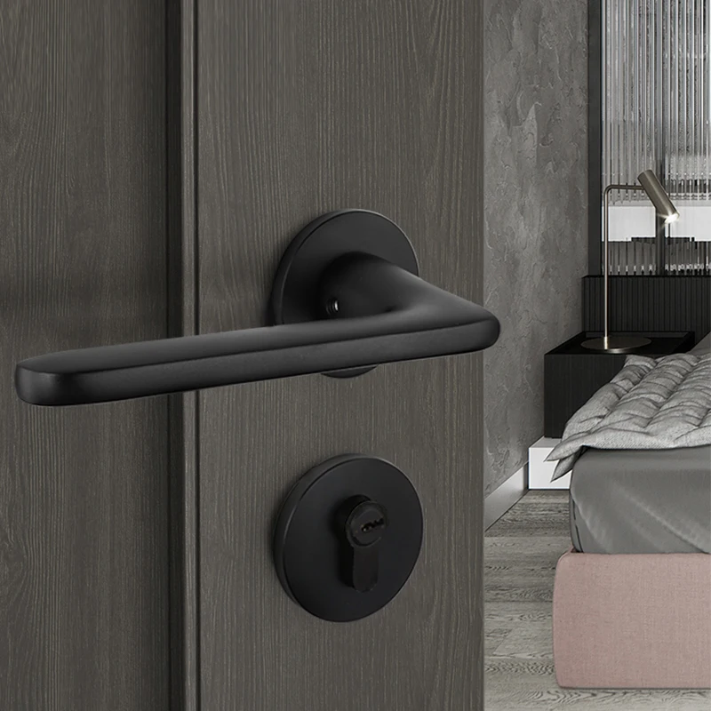 Silent Door Lock Indoor Wooden Door Lock Household Universal Split Aluminum Lock Simple Bedroom Door Handle Hardware Accessories