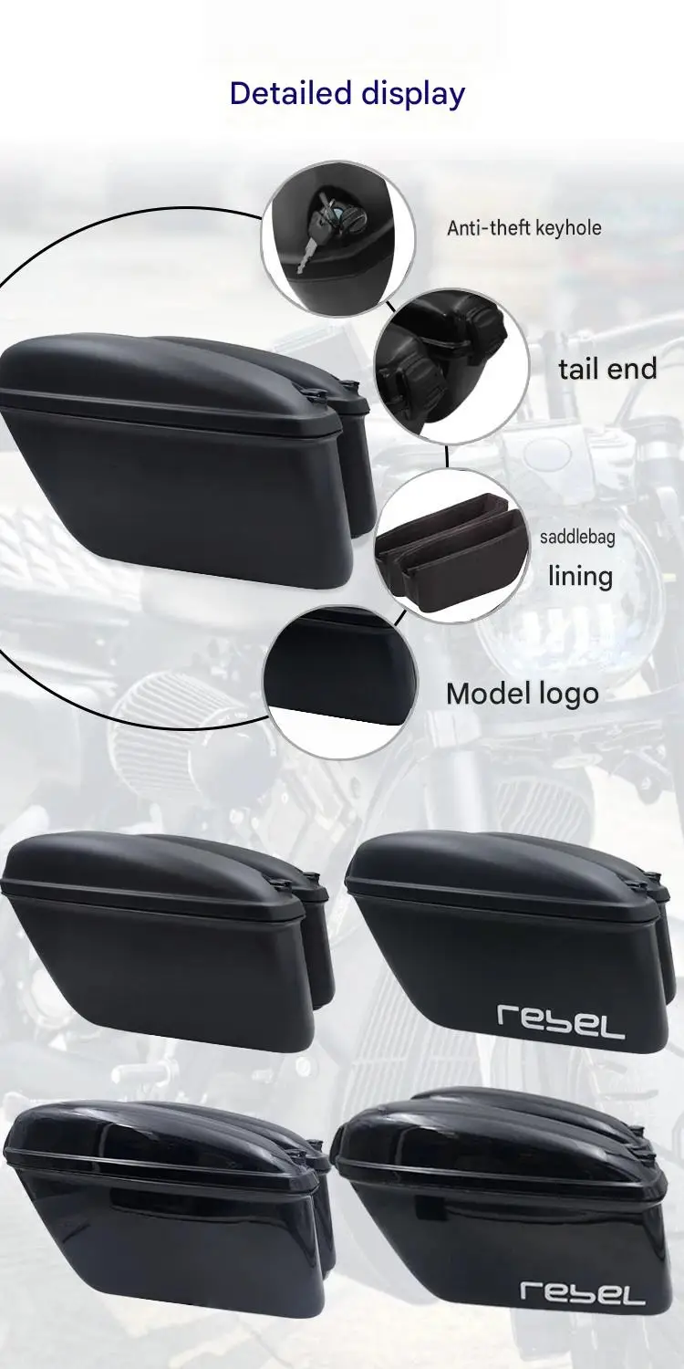 For CM300/CM500 Dual Matte Black Side Luggage Box With Bracket Guardrail Lining Stable Mount Without Frame Damage