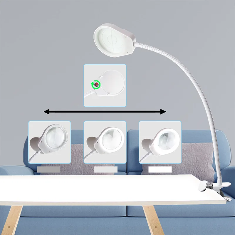 Lente com lupa de vidro 8x 15x, lâmpada multifuncional com 38 leds, leitura, reparo e beleza