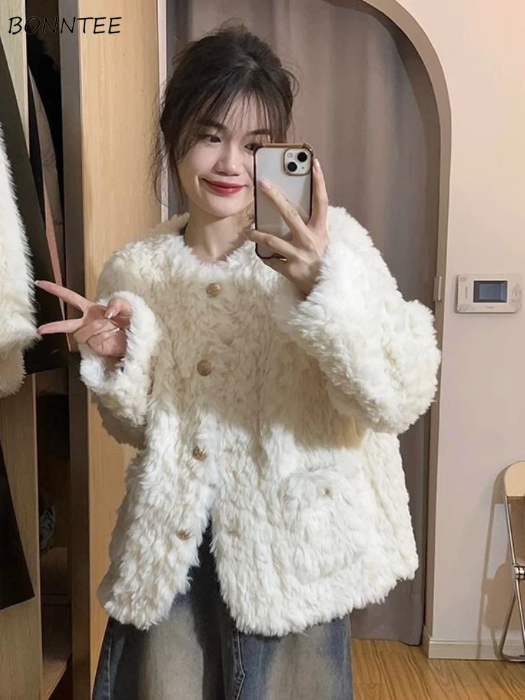 

Женские парки из овечьей шерсти, свободные повседневные утепленные осенне-зимние пальто, элегантная уличная одежда, универсальная верхняя одежда, повседневная новинка