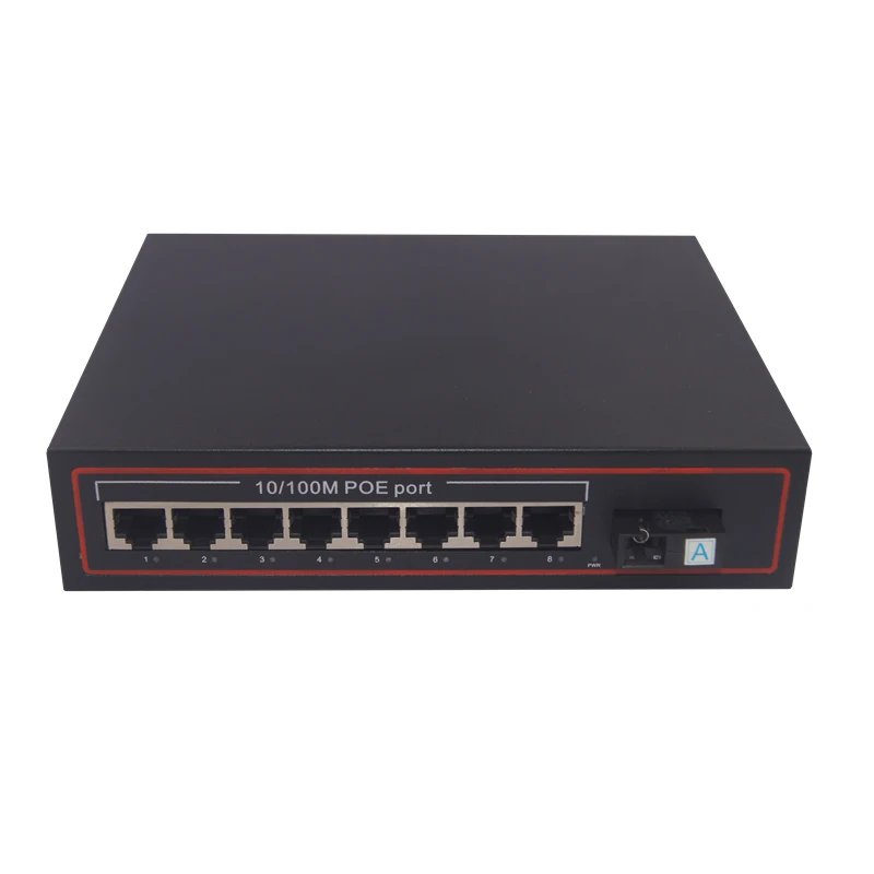 CCTV 8 Port 10/100 Mb/s i 1 port 100 Mb/s przełącznik optyczny światłowodowy do kamery IP