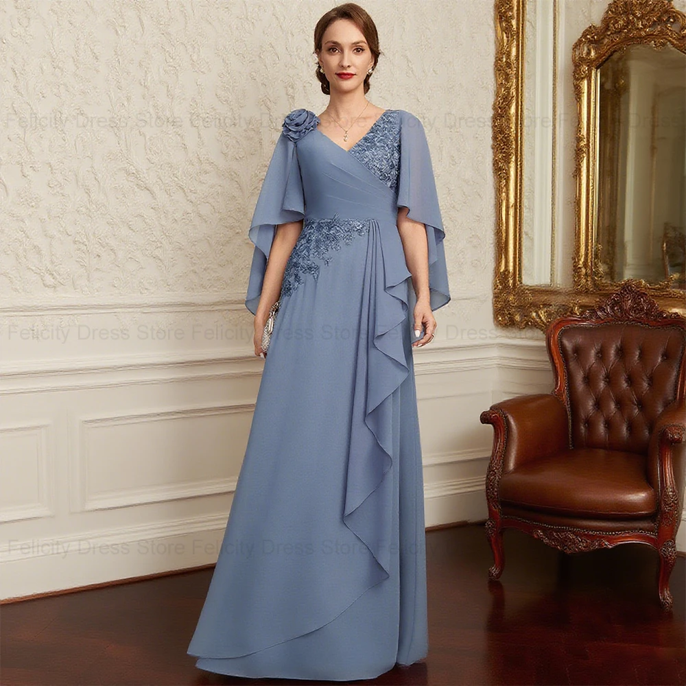 فستان أم العروس الرائع المخصص من FELICITY على شكل حرف a ثلاثي الأبعاد مزين بالزهور ترتر لحفلات الزفاف وحفلات الضيوف ثوب مسائي