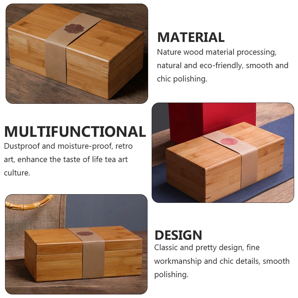 1pc High Grade Tea Box Bamboo Eco Friendly Retro Wooden Tea Dustproof Gift Container For Leaves Classic Design