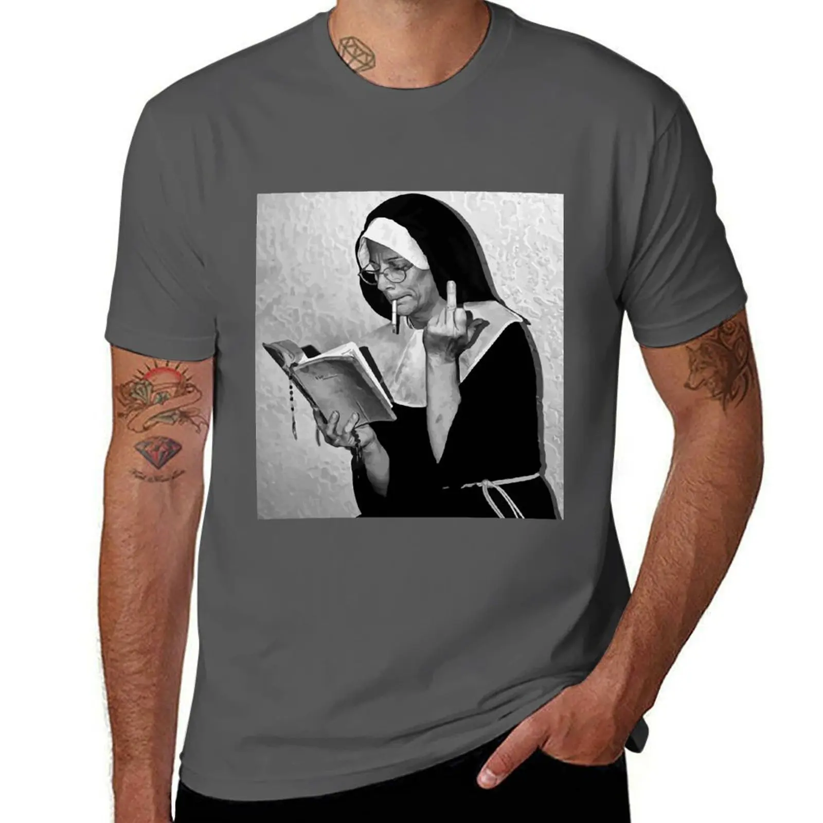

Smoking Nun T-Shirt man t shirts graphic t shirt custom print t shirt man luxury T-Shirt