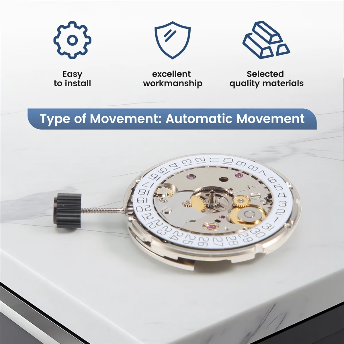 

AT14 for ETA 2824-2 SELLITA SW200 White 3H Mechanical Watch Clock Movement