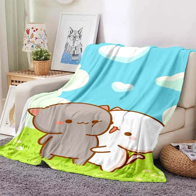 Cute Bubu and Dudu Series Blanket Cartoon Print Kids Warm Flannel Soft Comfortable Home Travel Blanket Bed Blanket Birthday Gift