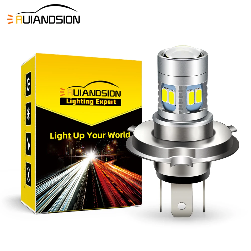 

Ruiandsion 1x H4 9003 Автоматические фары Светодиодные лампы переменного тока 6-30 В 600LM Супер яркий белый желтый для автомобиля Противотуманные фары DRL Универсальные фары