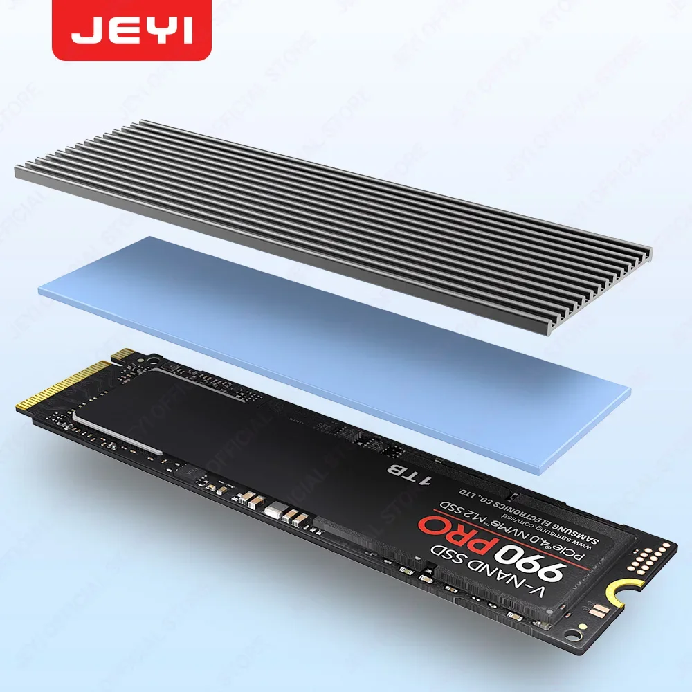 Jeyi m.2 ssd dissipador de calor, alumínio ps5 radiador unidades de estado sólido cooler almofada térmica de silicone para nvme ngff m2 2280 pci-e