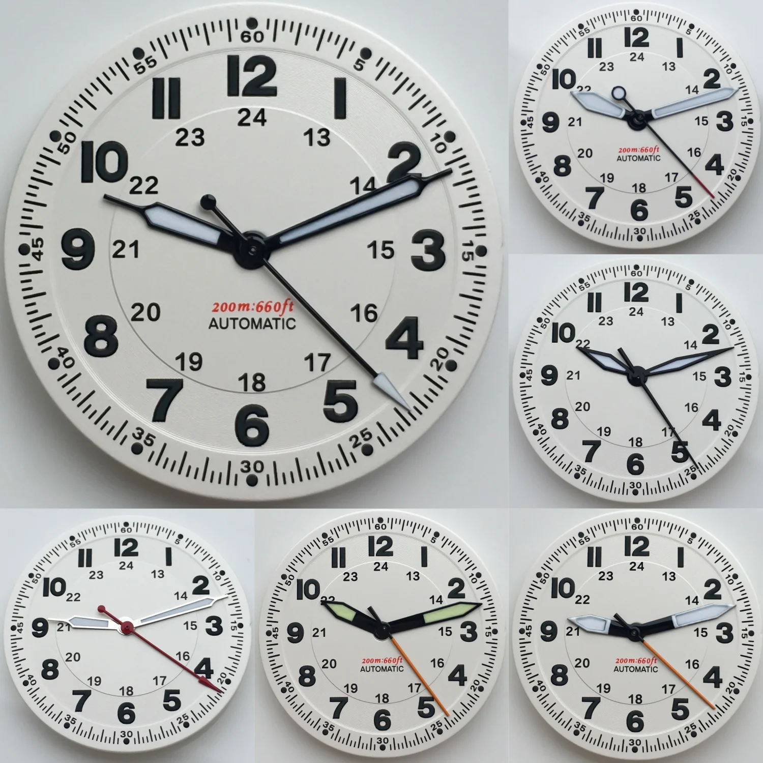 BLIGER 29mm 파일럿 화이트 시계 다이얼 및 손 세트 녹색 발광 NH35 NH36 ETA2824 2836 PT5000 무브먼트에 적합