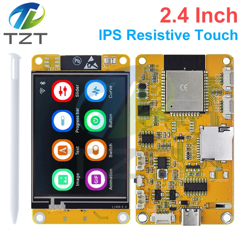 TZT ESP32 LVGL WIFI&Bluetooth Development Board 2.4 inch LCD TFT Module 240*320 Smart Display Screen With Touch WROOM