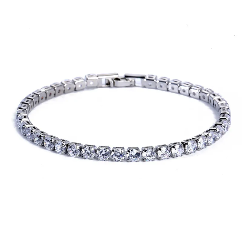 4mm Cubic Zirconia Tennis Bracelets For Women Iced Out Chain Silver Color Bracelet Men Zircon Armband CZ Pulseras Jewelry