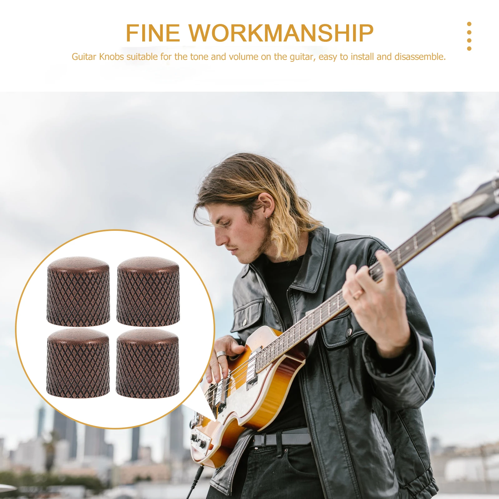 

4pcs Electric Knobs Metal Volume Control Knob Accessory Control Caps For Tone Volume Replacement Guitar Accessories