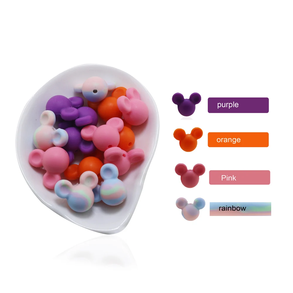 DIY Lot of 10pcs Mickey Baby Teething Beads Cartoon Silicone Beads For Necklaces BPA Free Teether Toy Accessories Nursing