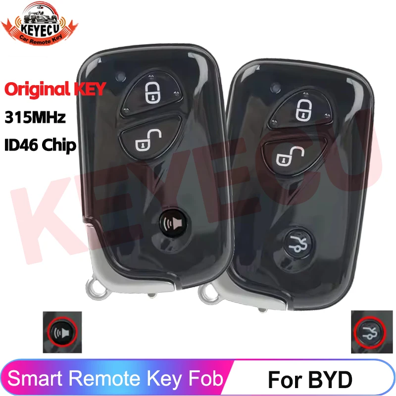 OEM Intelligent Original 315MHz ID46 Chip For BYD M6 S6 F3 L3 G3 F0 G3R E6 E6B E6A 3 Buttons Smart Remote Car Key Fob