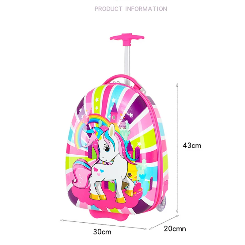 Valise à roulettes pour enfants, bagages de voyage à main, valise voyage enfant cabine pour enfants, sacs de voyage, valise à roulettes de dessin animé, garçon et fille, 16 po