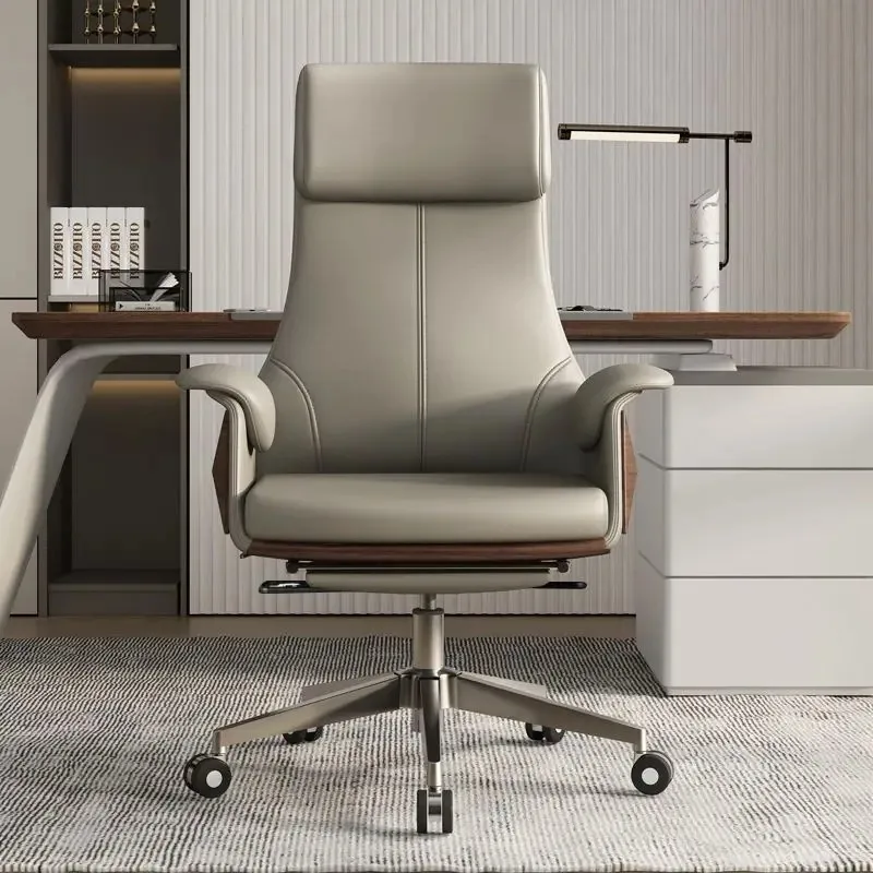Computer office chair, simple high-end study chair top layer cowhide