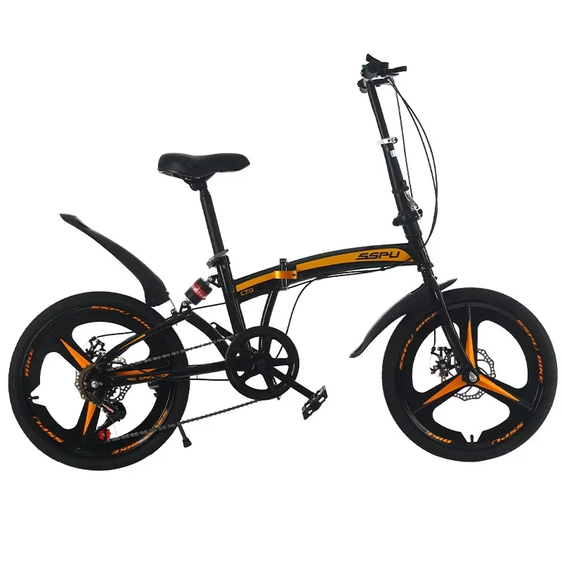 20 Inch Variable Speed Dual Disc Brake Durable Folding Bicycle For Adult Outdoor Cycling Alloy Integrated Wheel Mountain Bike