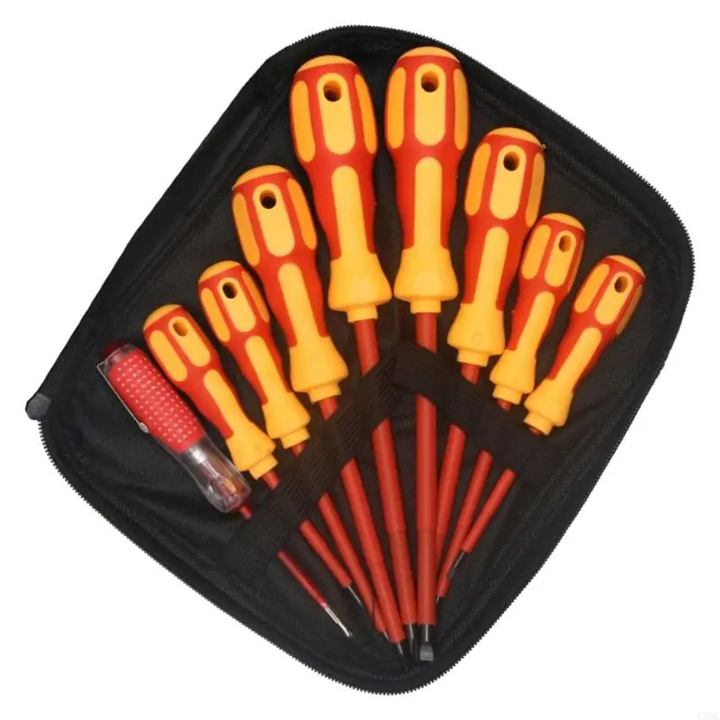Multipurpose 9 Piece Insulated Screwdriver For Efficient Home Repairs C7AC