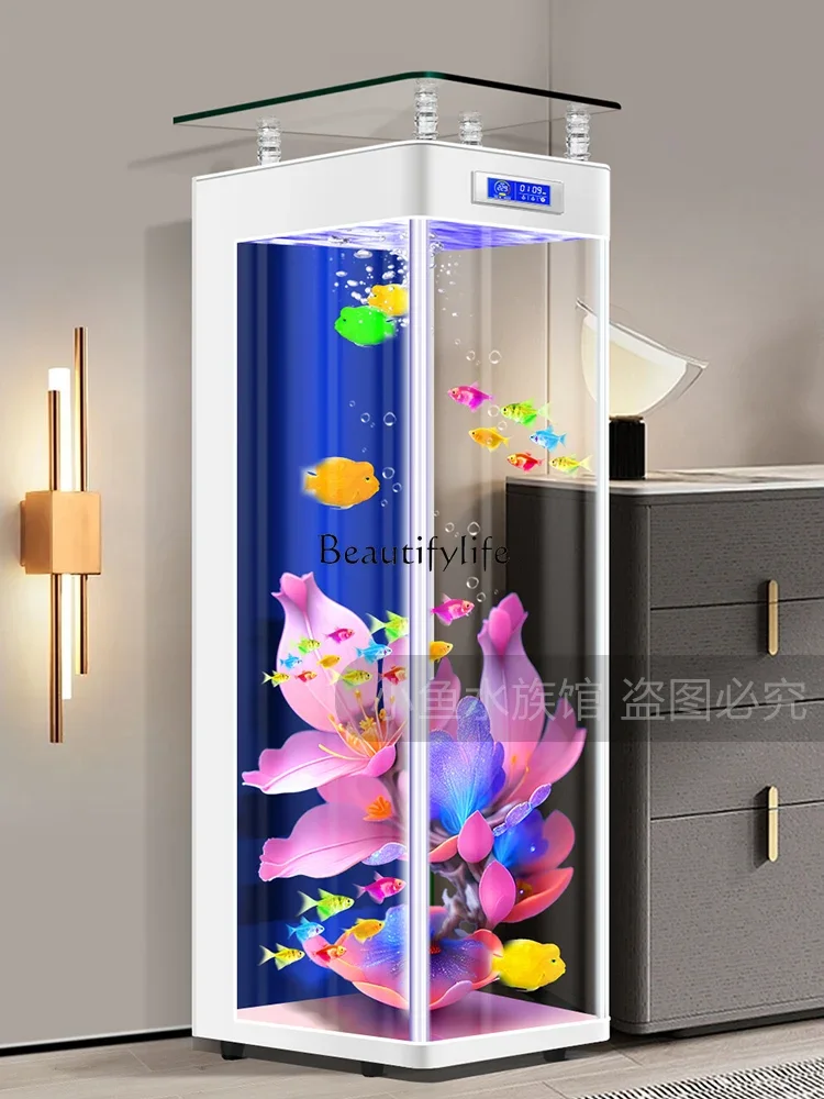 Light Luxury Living Room Small Household Floor Vertical Fish Globe Change Water Ecological Aquarium