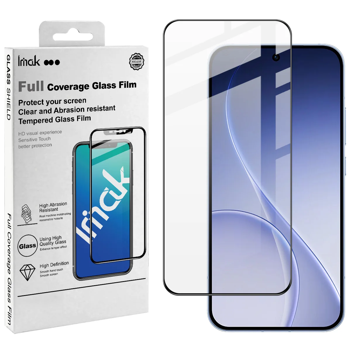 IMAK Pro+ Vidrio templado para OPPO Reno 15 Pro 5G Protector de pantalla Película Soporte Huella digital