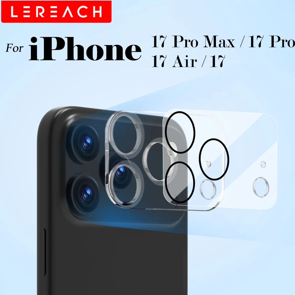 Protection d'objectif d'appareil photo en verre trempé Lereach pour iPhone 17 Pro Max, 17 Pro, 17 Air – Anti-rayures, haute transparence