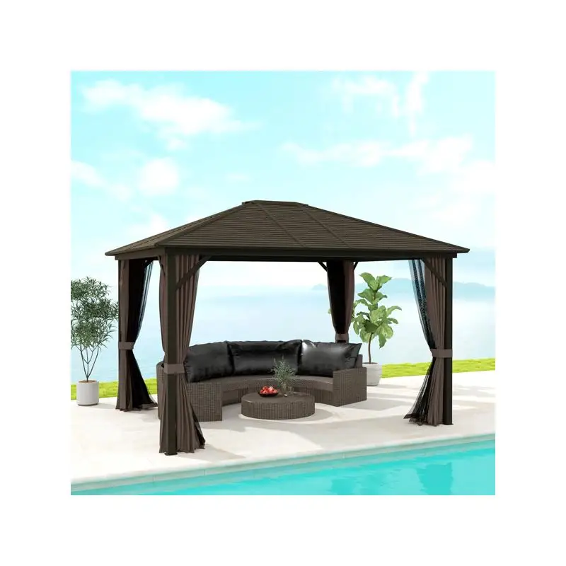 

BBQ Cooking Pergola Outdoor Shelter with Grill Station & Entertainment Area