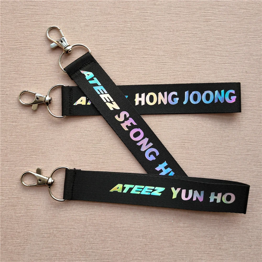 Kpop ATEEZ Name Bar Keychain Hongjoong Seonghwa Yunho Yeosang San Keyring Name Badge Pendant Accessories Fans Gift Collection