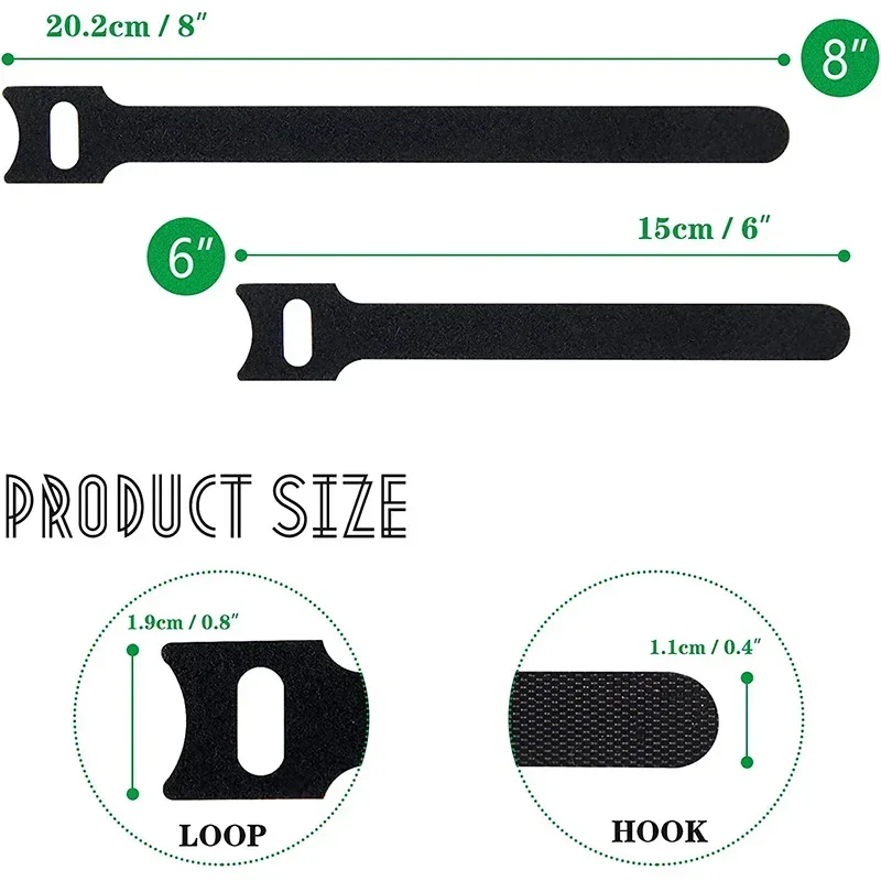 10/20/30 pz Fascette per cavi Fascette per cavi di fissaggio Fascette per cavi riutilizzabili Cinghie per la gestione dei cavi Gancio Loop Organizer Fascette per l'home office