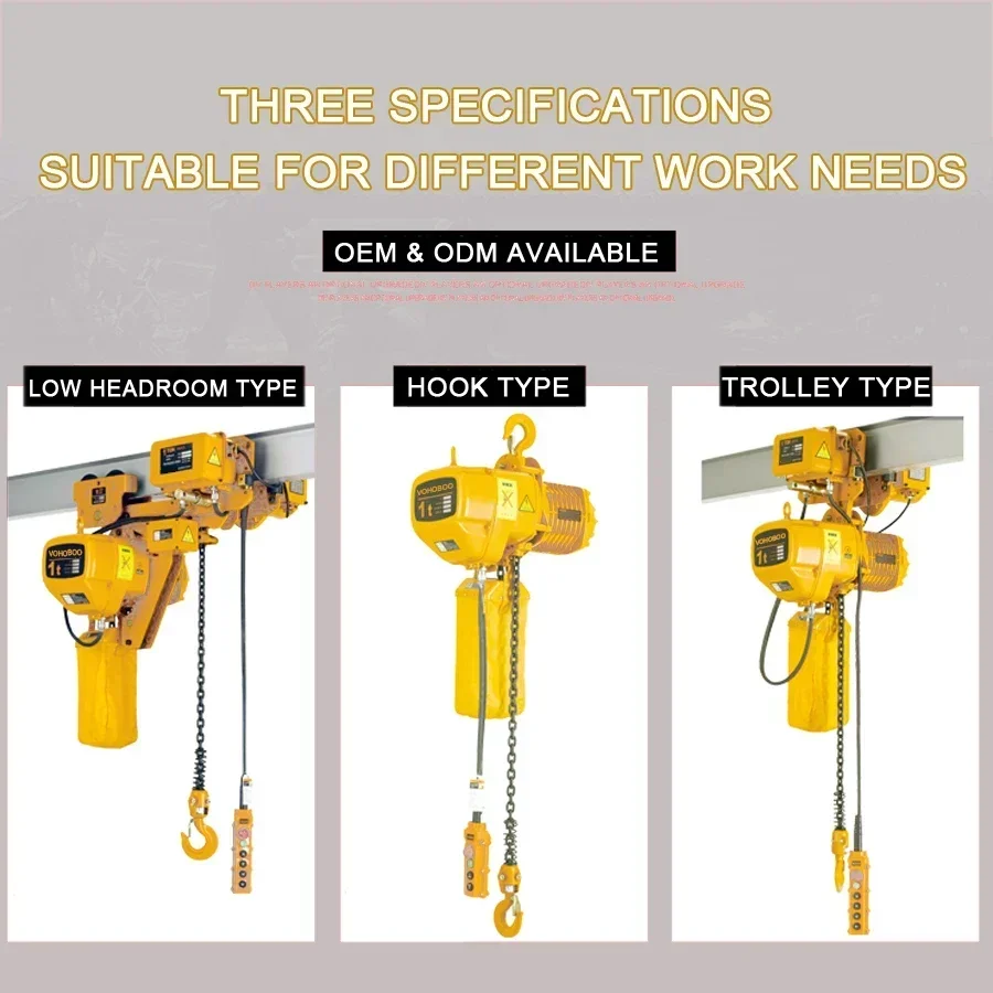 

Hot Sales Hook Type Trolley Type Remote Control Electric Chain Hoist With Nice Price