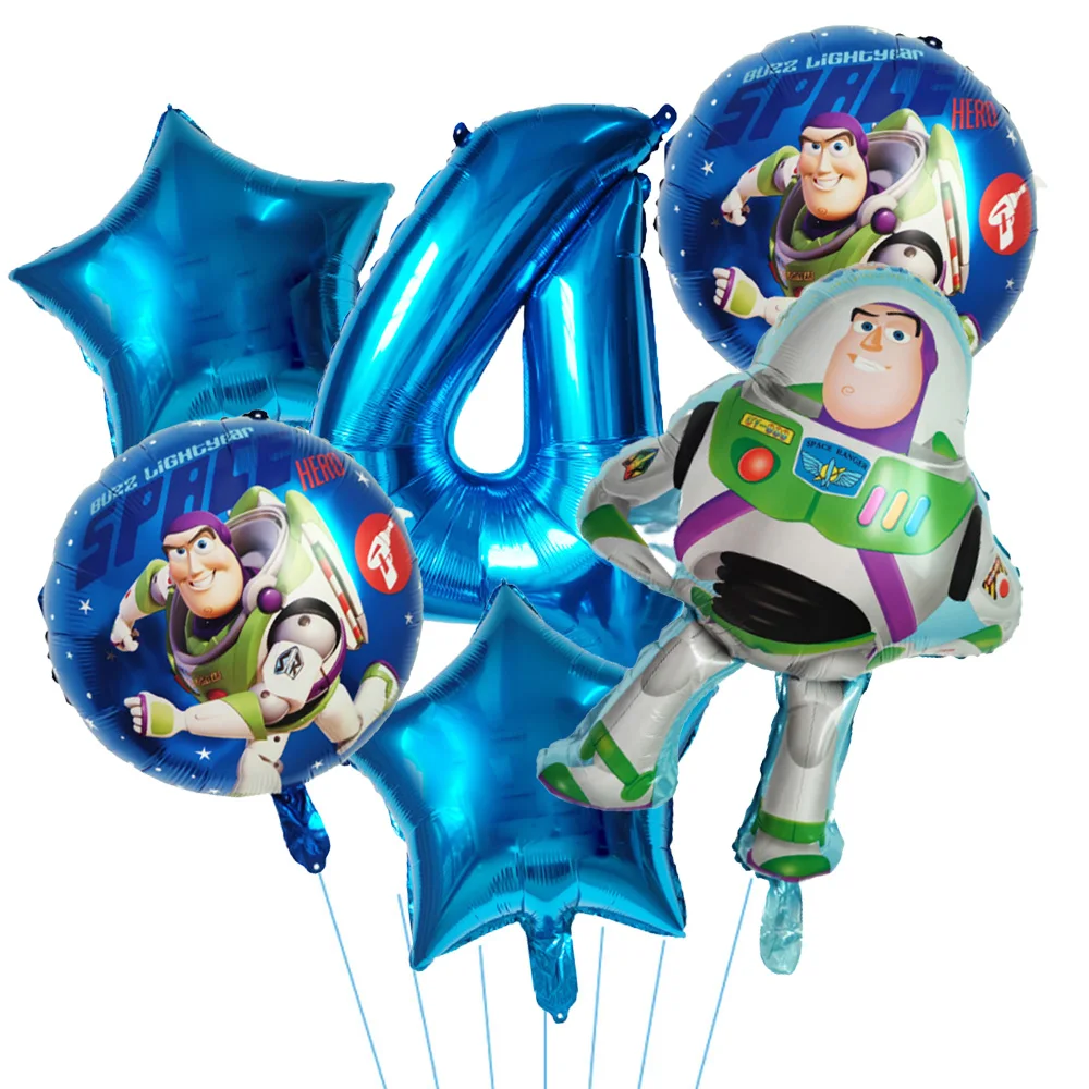 Disney Toy Story Buzz Lightyear Cartoon Foil Balloons 32inch Blue Number Baby Boy Blue Air Ballon Birthday Party Decor Kids Toys