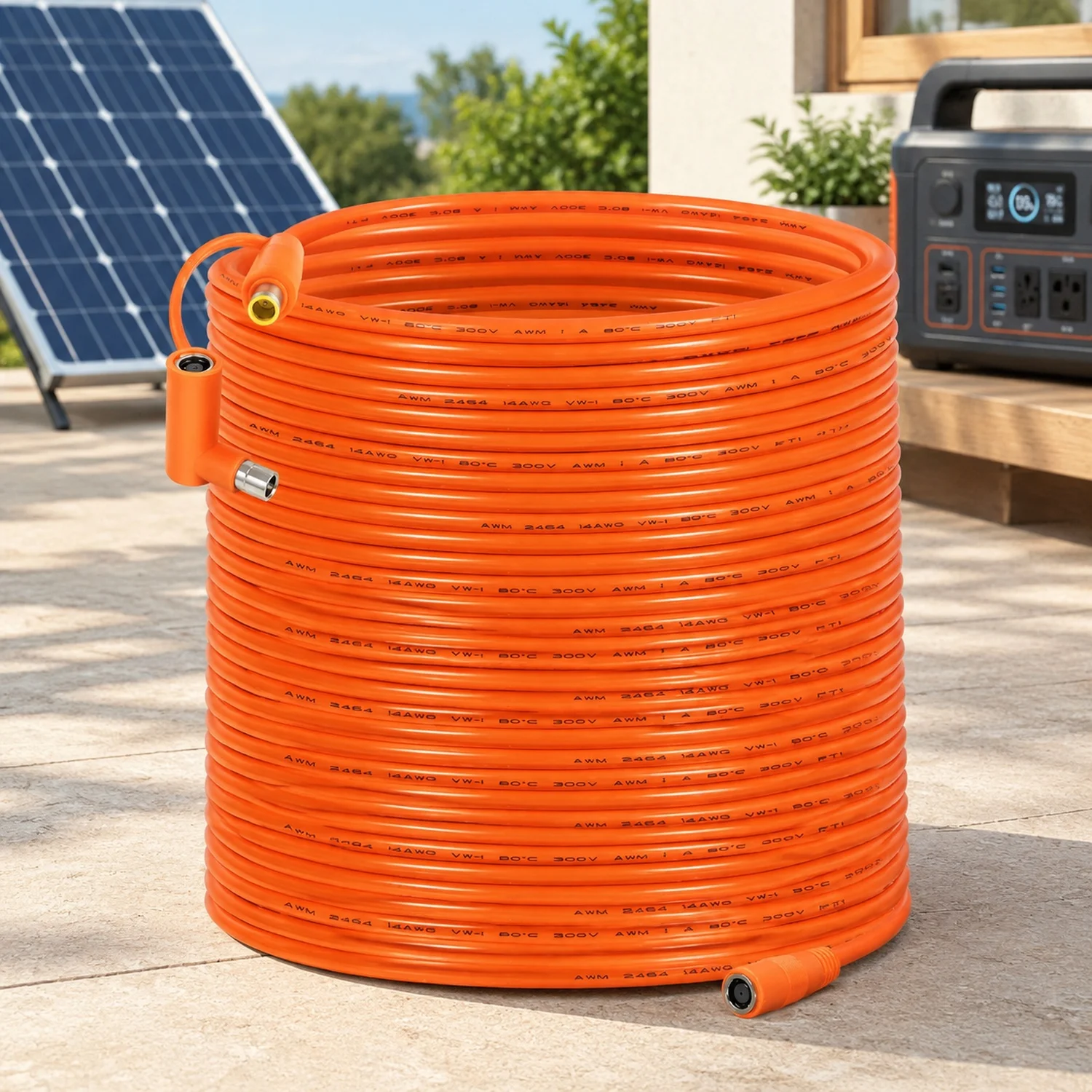 8mm DC Extension Cable 100FT - DC7909 Male to Female Solar with DC8020 Adapter, 14AWG Tinned Copper Wire, Waterproof, Works