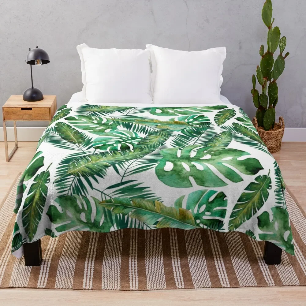 

Monstera Banana Palm Leaf Throw Blanket Color Fast Cozy Throw Blanket
