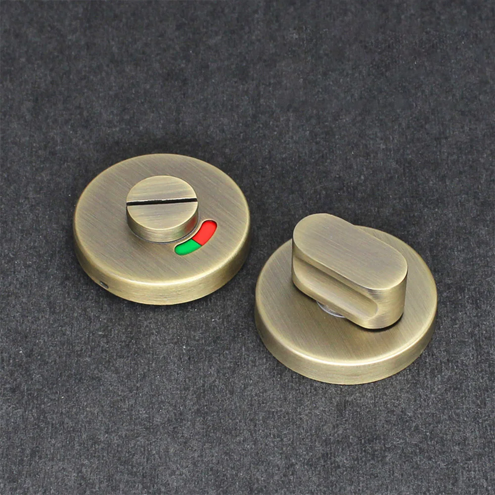 مقبض مقبض قفل من الفولاذ المقاوم للصدأ لأبواب الحمام مع دوران 360 درجة ومؤشر ألوان لحالة الإشغال