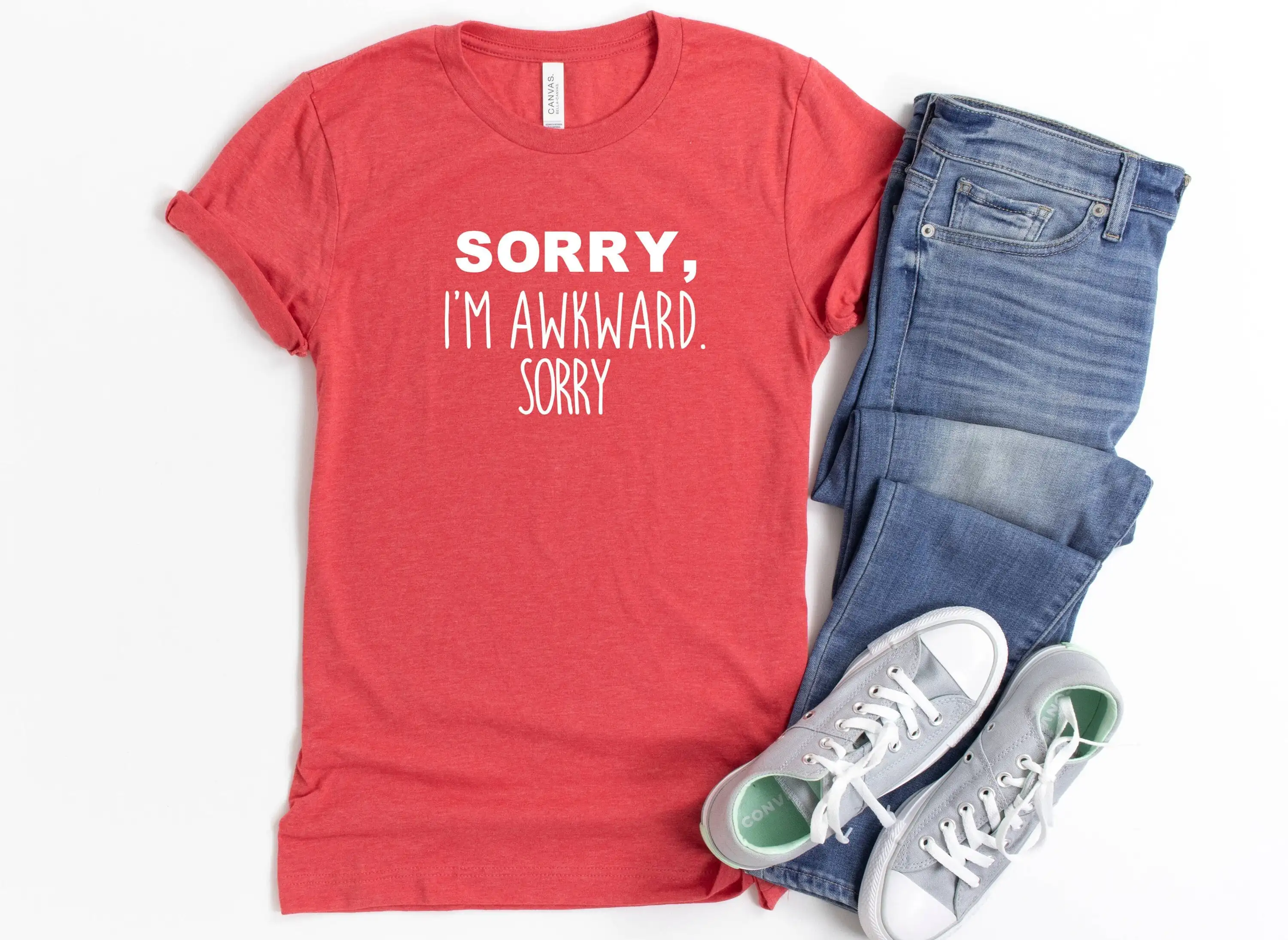 Sorry I'M Awkward T Shirt Introverts Introvert Funny Socially Pick Up Line Ice Breaker