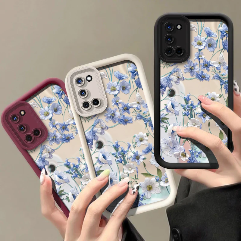 Fashion Flower Pattern Case For Vivo Y76S Y76 Y75 Y72 5G Y78 Plus Y78M T1 Y77T Y77E Shockproof Soft Silicone Matte Mirror Cover