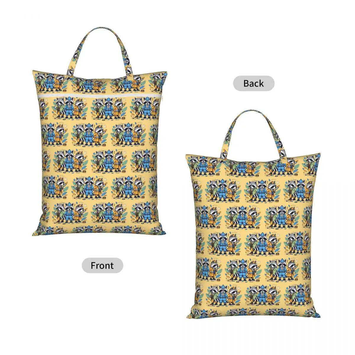 Raccoon Detectives Travel Laundry Bag Waterproof Reusable Dirty Clothes Pouch Gym Yoga Camping Washing Basket