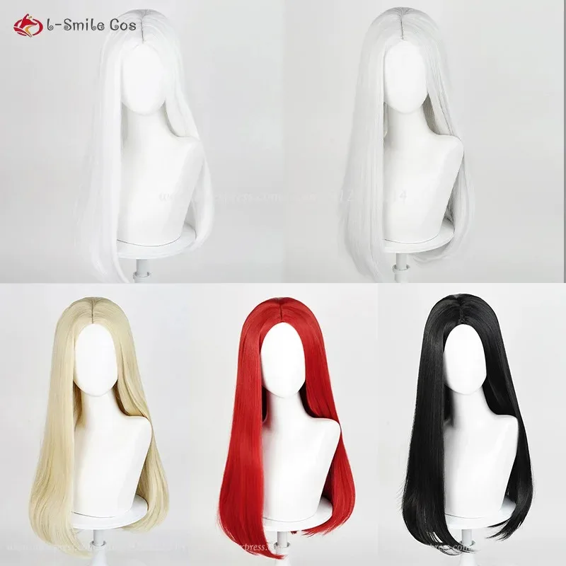 Doce 202560cm longo sintético branco vermelho preto amarelo tira cosplay perucas parte média em linha reta anime peruca resistente ao calor cabelo