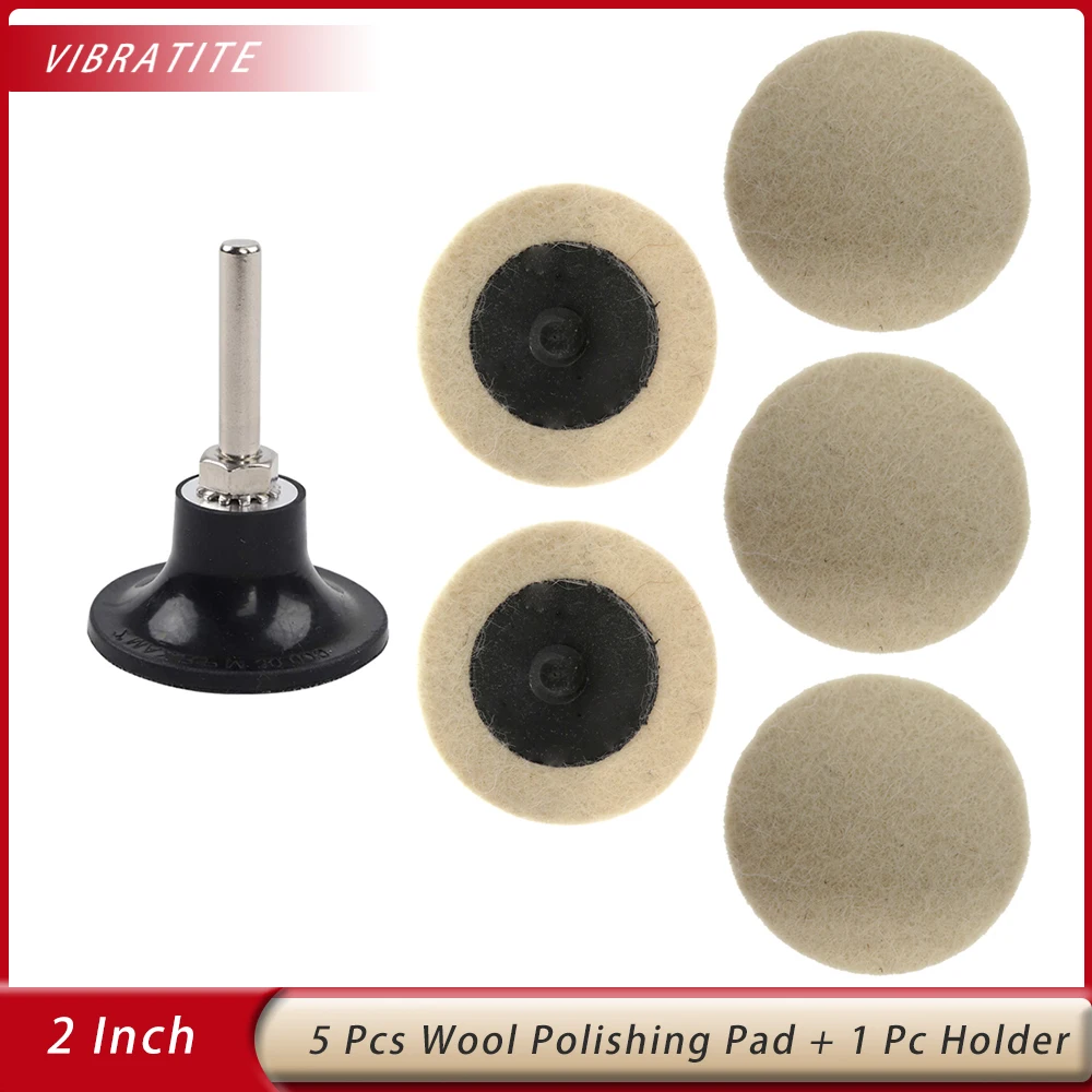 

5 Pcs 2Inch Wool Polishing Wheel Quick Change Disc Surface Buffing Pads for Rotary Abrasive Tools