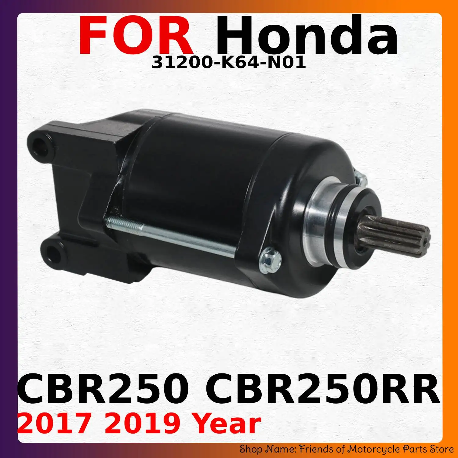 Motor de arranque para motocicleta Honda CBR250 CBR250RR 2017/2019 31200-K64-N01, accesorios de motocicleta duraderos y de alta calidad