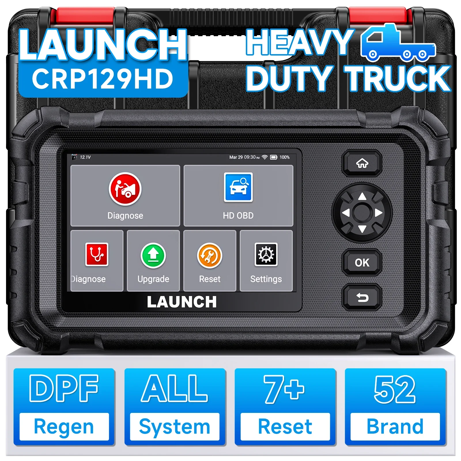

LAUNCH Heavy Duty Truck Diagnostic Tool Bi-directional Commercial Vehicle CRP129HD All System Oil D.PF Reset OBD2 Car Scanner