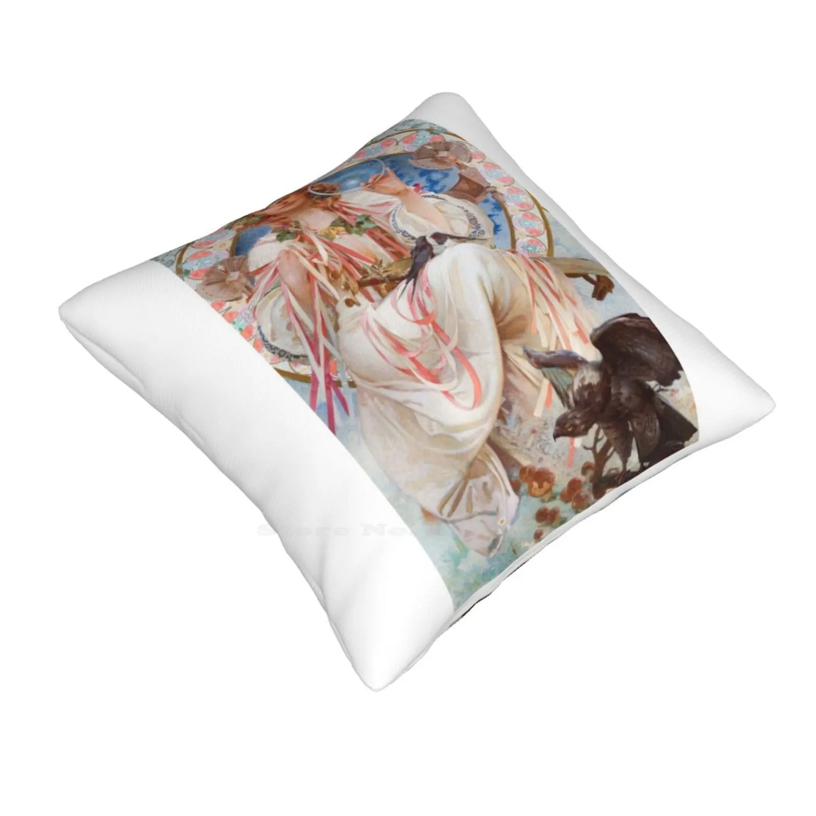 Slavic , Mucha 01 Fashion Sofa Throw Pillow Cover Pillowcase Alphonse Mucha Alfons Maria Nouveau Czech Painter Woman Flowers