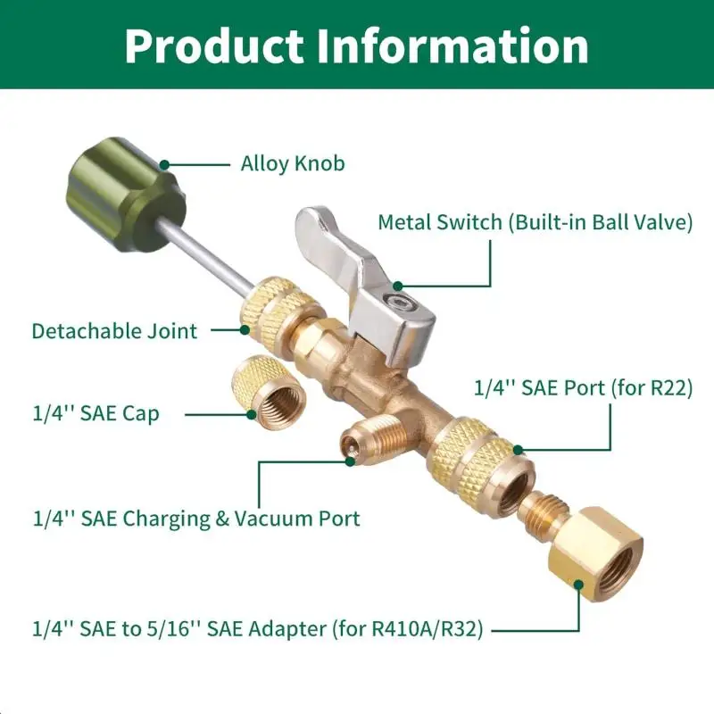 Pressure Couplers Valve Core Wrench Ensuring Low Refrigerant Leakage HS1430 Household Air Conditioning Repair Tool