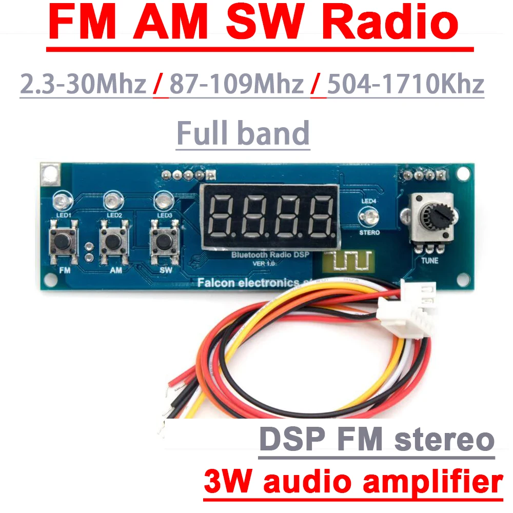 Full Band FM AM SW Receiver Radio Bluetooth Medium Wave Short Wave FM Stereo Radio DSP Audio Signal Receiving W 3W Amplifier  ﻿