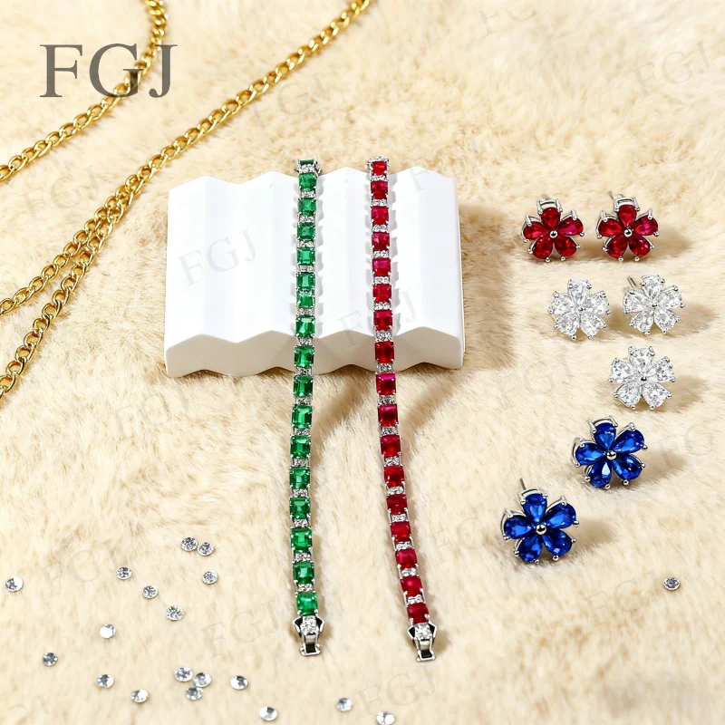 Schmuckset Ohrringe Armband Lab Grown Sapphire Ruby Columbia Einzigartig für Damen Herren Party Geburtstag Weihnachten Schmuck Geschenke Charm