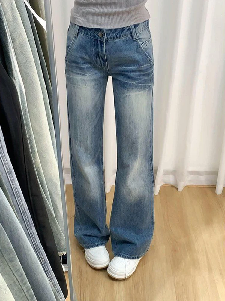 بنطلون جينز نسائي واسع شتوي نحيل نحيف قابل للتمدد مريح من نسيج القطن الناعم أنثى الدنيم موضة أساسية بسيطة