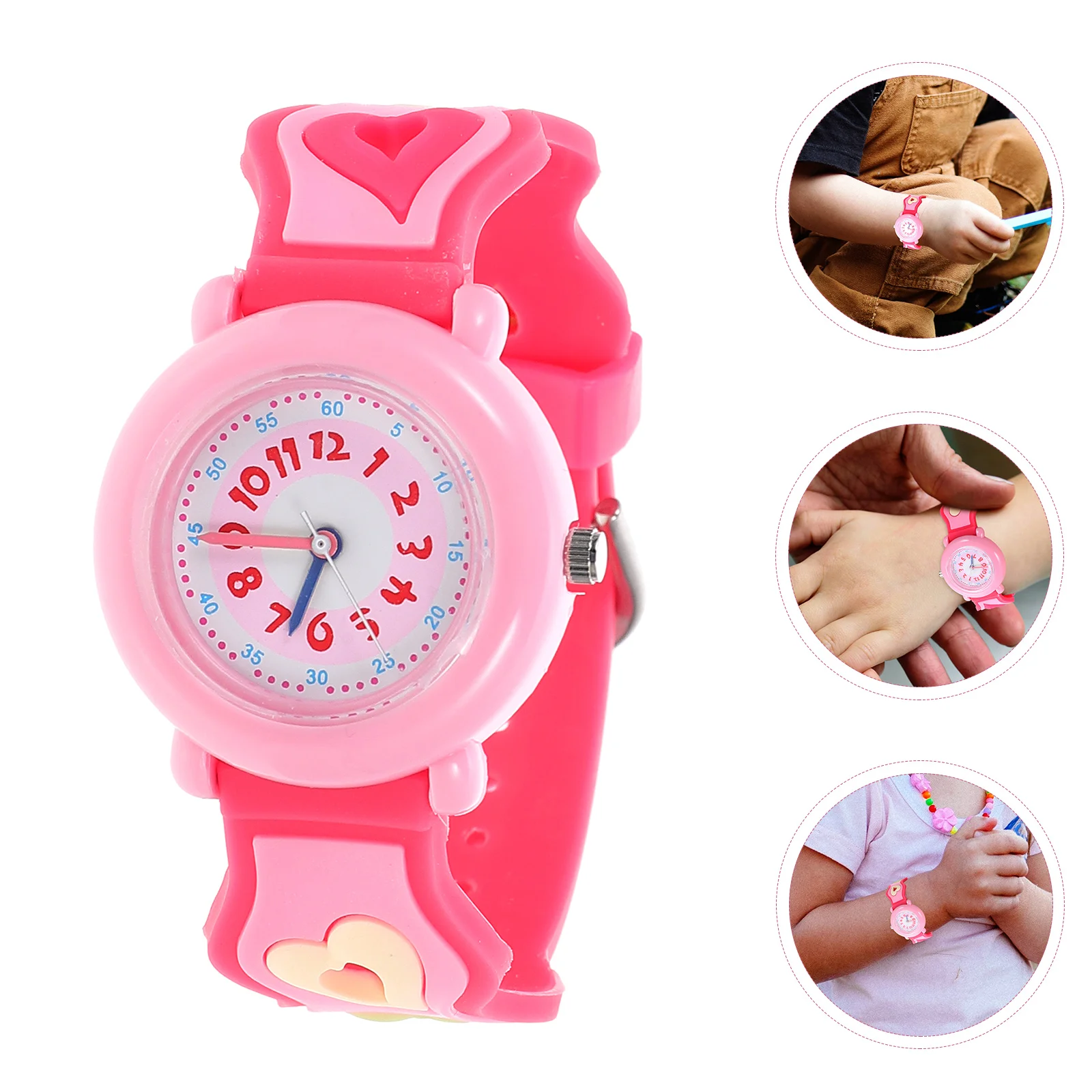 Silicone 's Watch Cartoon Wristwatch Watches Heart Themed Waterproof Student Adorable